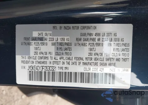 2015 Mazda Cx-5 Grand Touring from USA, damaged, VIN JM3KE4DY3F0530321
